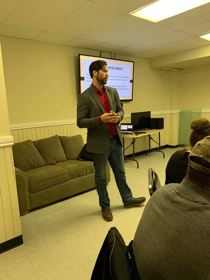 Paul Meyers and Christian Tremblay at a BNI 1-2-1 meeting in North Bay