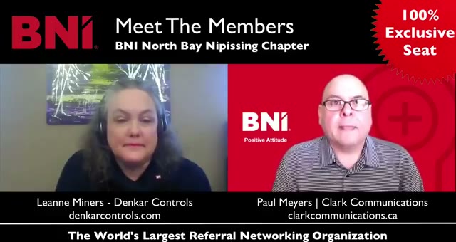 Paul Meyers and Leanne Atkinson at a BNI 1-2-1 meeting in North Bay