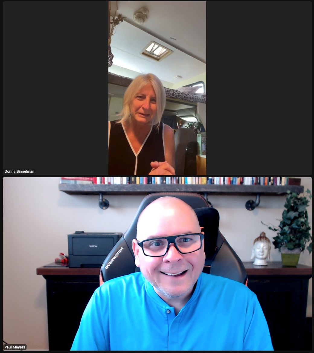 Paul Meyers and Donna Bingelman at a BNI 1-2-1 meeting in North Bay
