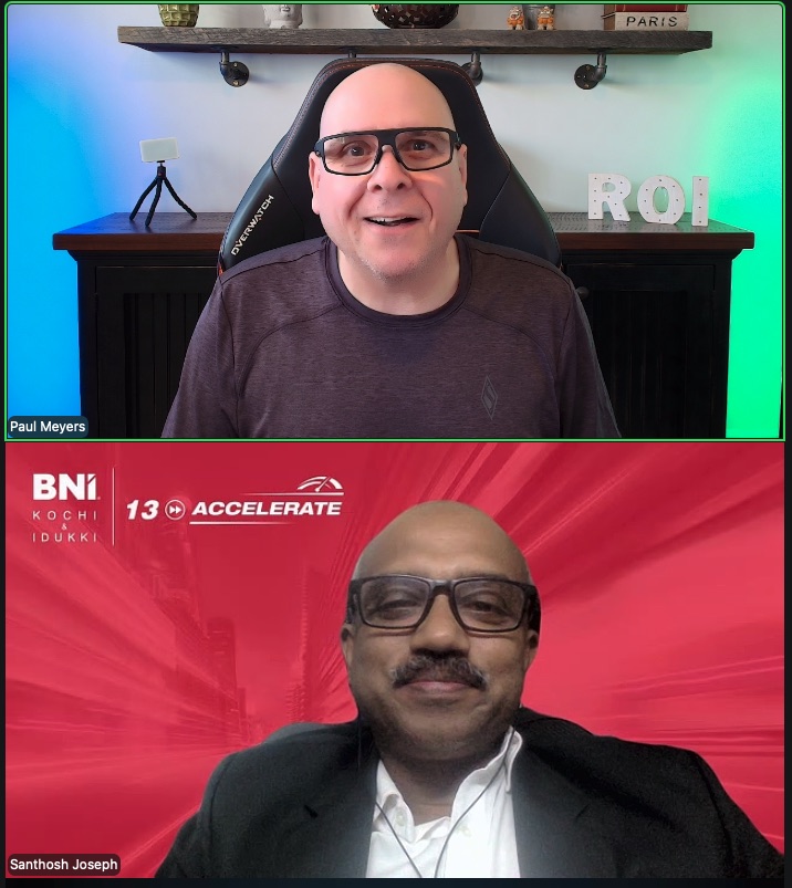 Paul Meyers and Santhosh Joseph at a BNI 1-2-1 meeting in North Bay
